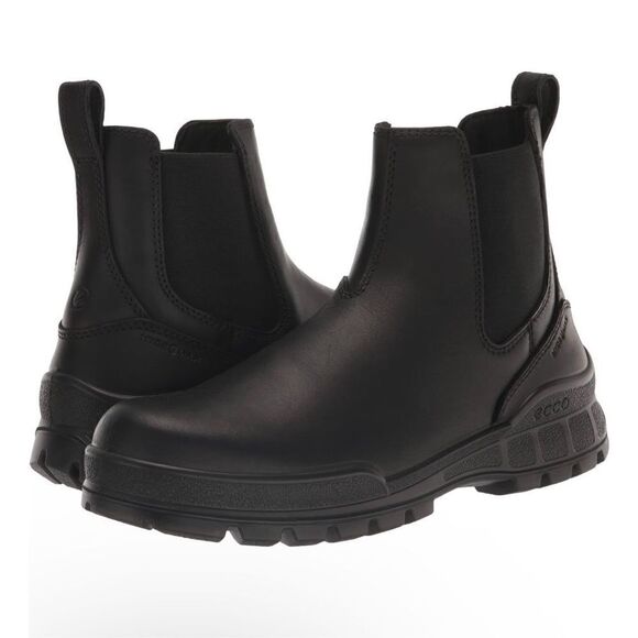 ECCO Mens Track 25 Hydromax Chelsea Boots Water Repellent Leather Black 39 8-8.5 - Picture 1 of 7